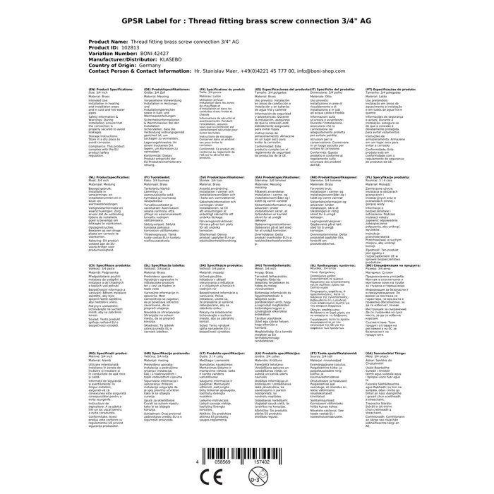 Raccord en Laiton Fileté 3/4" AG - Plomberie, Chauffage et Plus