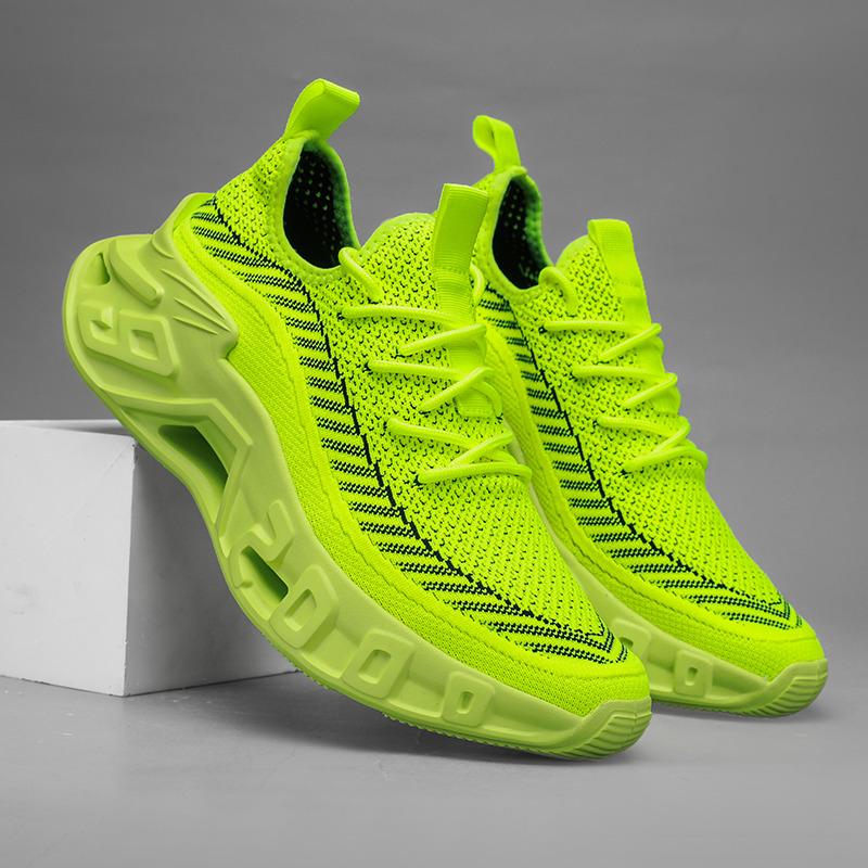 2025 Fashion Green Men‘s Running Shoes Big Size 46 Platform Sports Trainers Men Lightweight Athletic Shoes Zapatillas Hombre