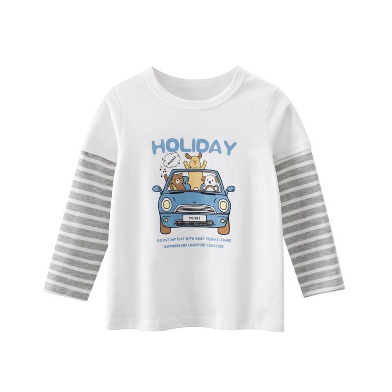 

Kids Korean Style Spring Cartoon Long Sleeve Two-in-One Top 90cm
