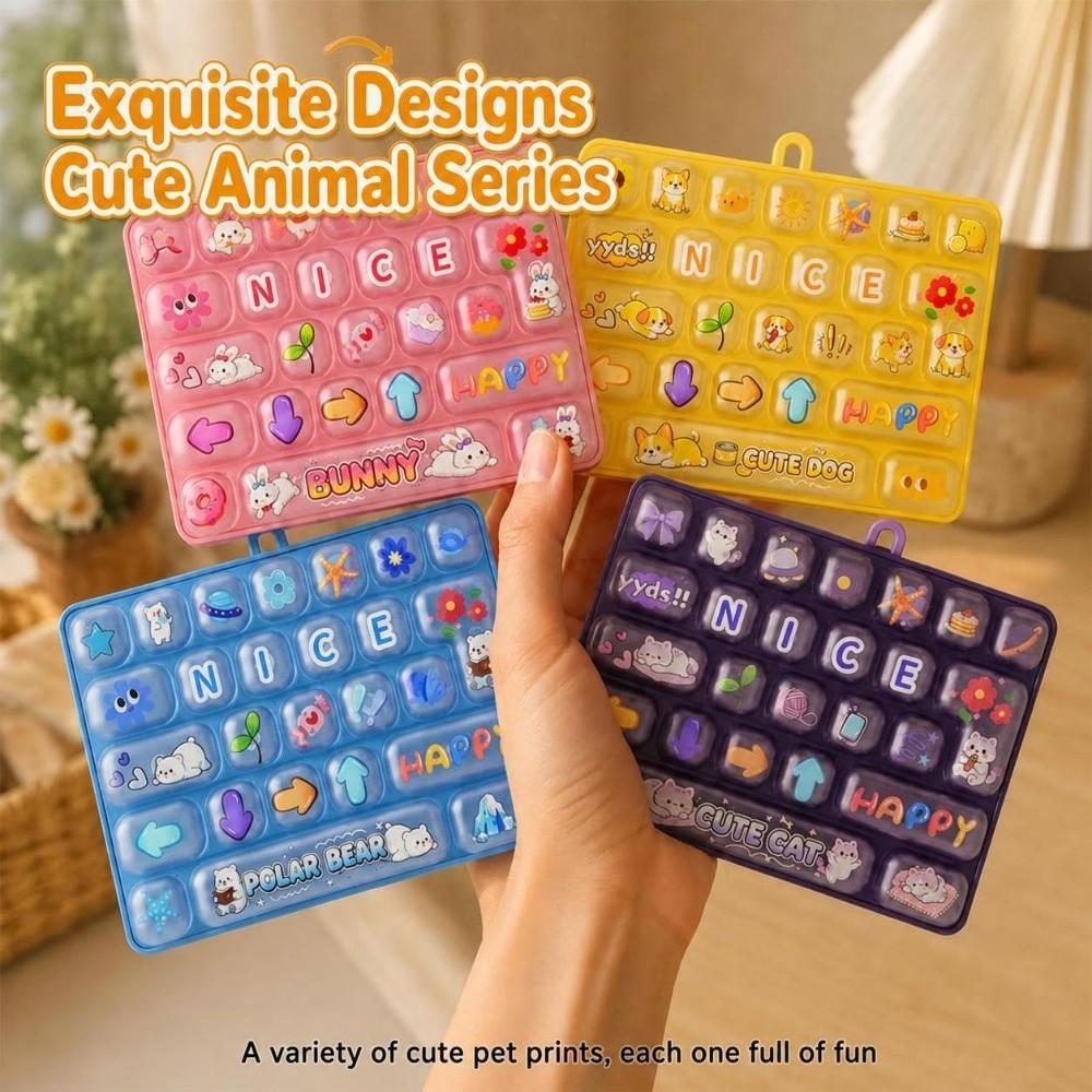 Clear Key Sounds Stress Relief Fidget Toy Cartoon Animal Patterns Bag Pendant Charm Gift Giving