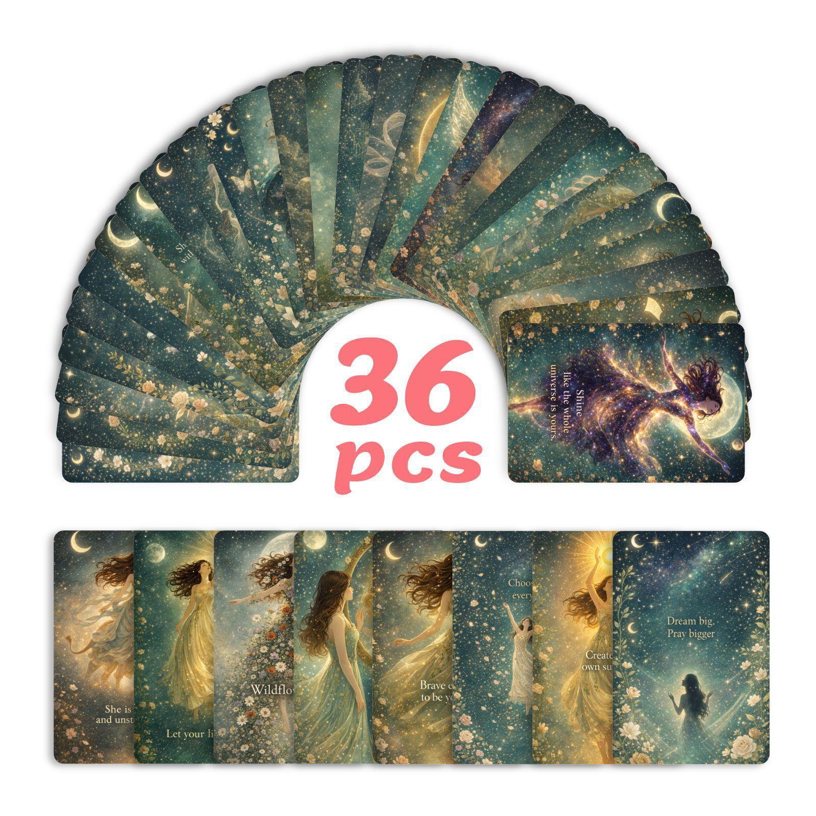 

Wind Moon Night Muse Energy Cards 36 Women S Inspirational Quotes Cards Hand Account Materials Wall Decoration Cards RXHB0098