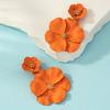 Mori Retro Long Temperament Colorful Flower Spray Paint Multi-Layer Creative Earclip Earrings