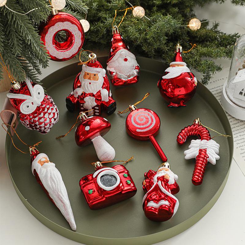 2Pcs Christmas Balls Ornaments Candy Cane Owl Christmas Tree Pendant Red And White Decorations Xmas  Year Home Party Decor