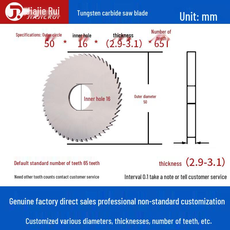 Tungsten Carbide Circular Saw Blade Milling Cutter for Slotting - Outer Diameters: 20/30/40/60/80/100