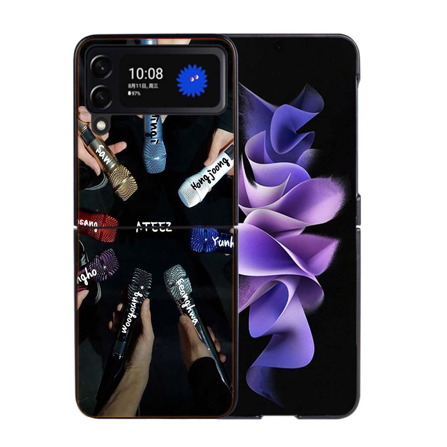 K-KPOP A-ATEEZ Coque Case For Samsung Galaxy Z Flip 7 6 Flip4 Flip5 Zflip3 Black Hard PC Phone Shell Protective Cover