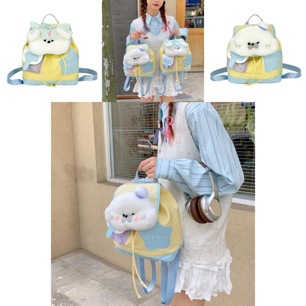 Cartoon Dog Double Shoulder Bag For School And Travel Made From Oxford Cloth With Spacious Design