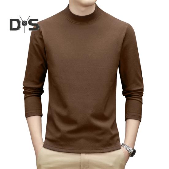 

Весна Осень Мужской Фитнес Топ Облегающий крой Полувысокий воротник Эластичный двойной плюшевый Длинные рукава Однотонный пуловер Фитнес Спортивный Топ Зима XXXL кофейный