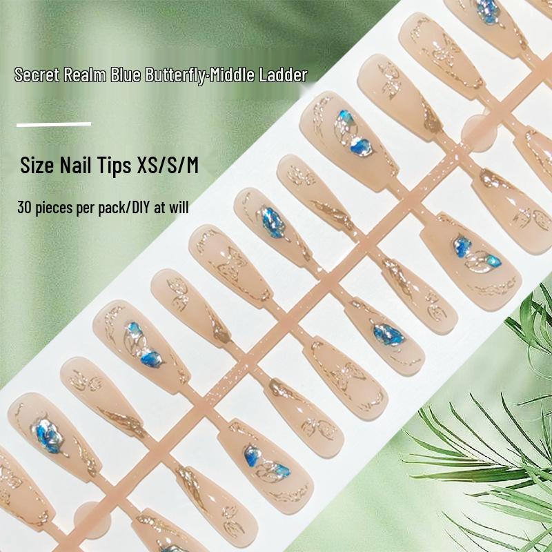 

Enchanted Blue Butterfly Armor Nail Art Set - 30 Luxury Gilded Dream Patches