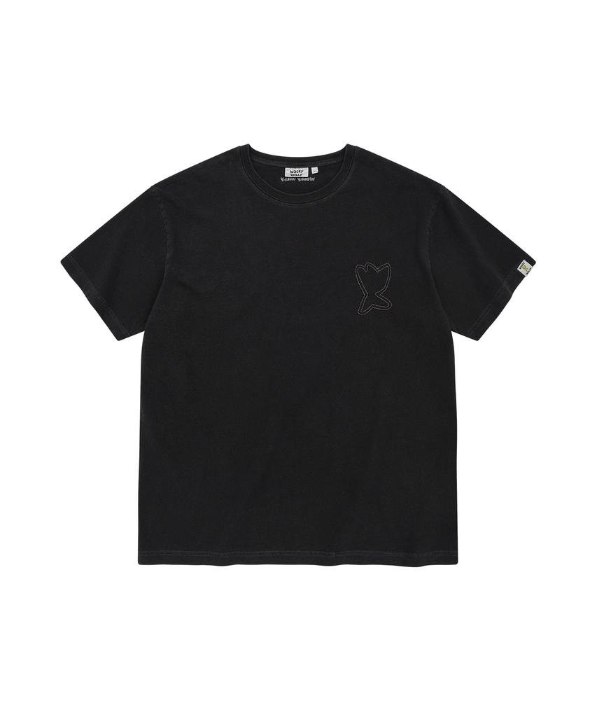 WACKY WILLY Denim-Like Short Sleeve T-Shirt Black