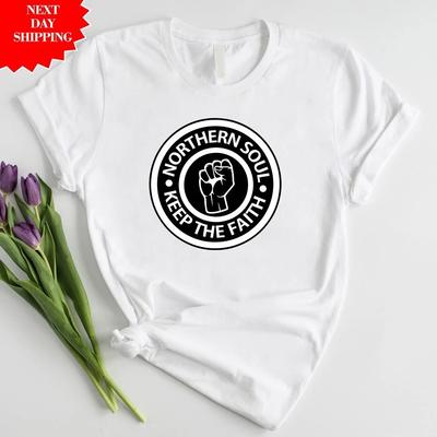 Northern Soul Keep The Faith T-Shirt Soul Logo Musik Aufgedruckt 100% Baumwolle Tee Top