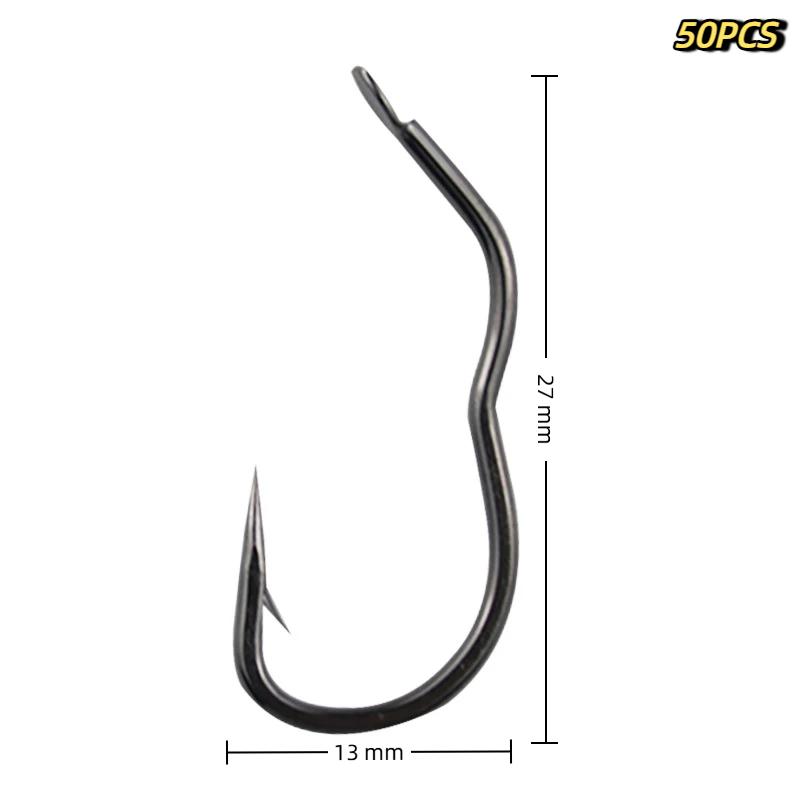 50 Pcs Durable Automatic Flip High Carbon Steel Fishhook With Eye Anti Slip Sharp Barbed Fishing Tackle Accessories