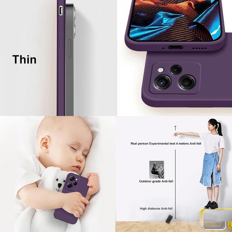 Firkantet full beskyttelsesdeksel Flytende silikon telefonveske for POCO X5 PRO 5G X5Pro X 5 POCOX5PRO 5G 6,67 TOMMES