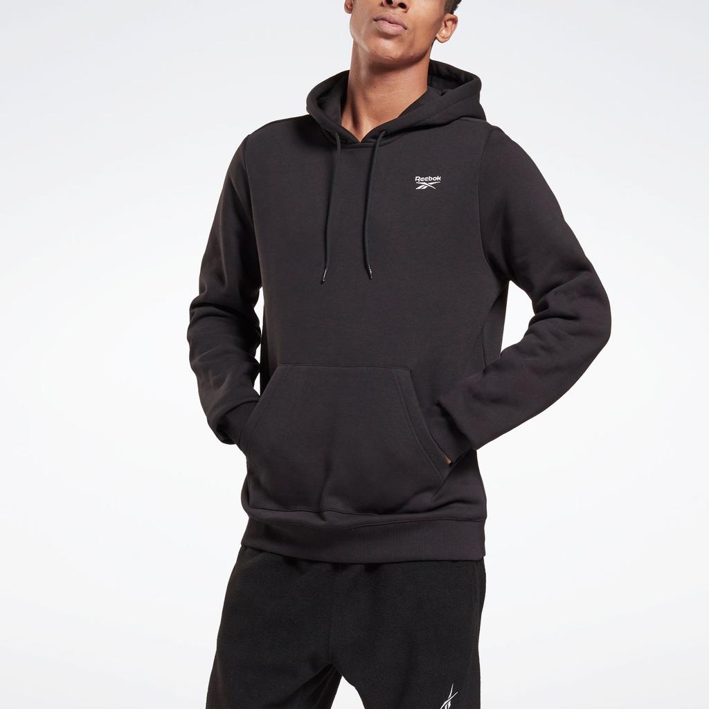 Reebok Identity Fleece Oth Casual Pullover Hoodie Men Tops Black GR9197