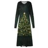 Women's Autumn And Winter Casual Fashion V-neck Long Sleeve  Print Long Dress