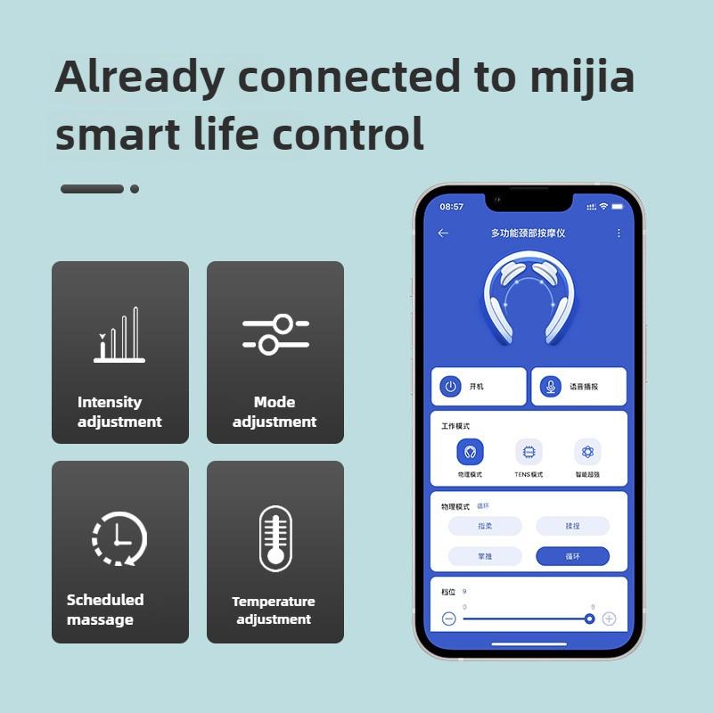 8D U-Shaped Home Use Electric Pulse Neck Protector Connect Mobile App Electric Cervical Spine Massager for Comfort & Relaxation