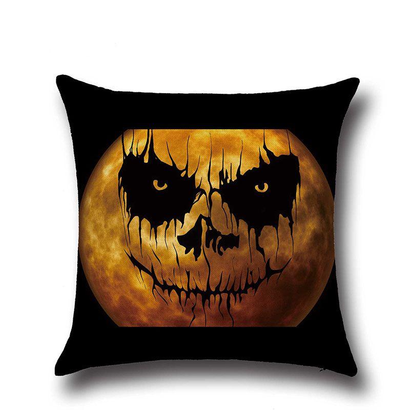 Cotton Linen Halloween Sofa Decor Cushion Cover With Stylish Pumpkin Design