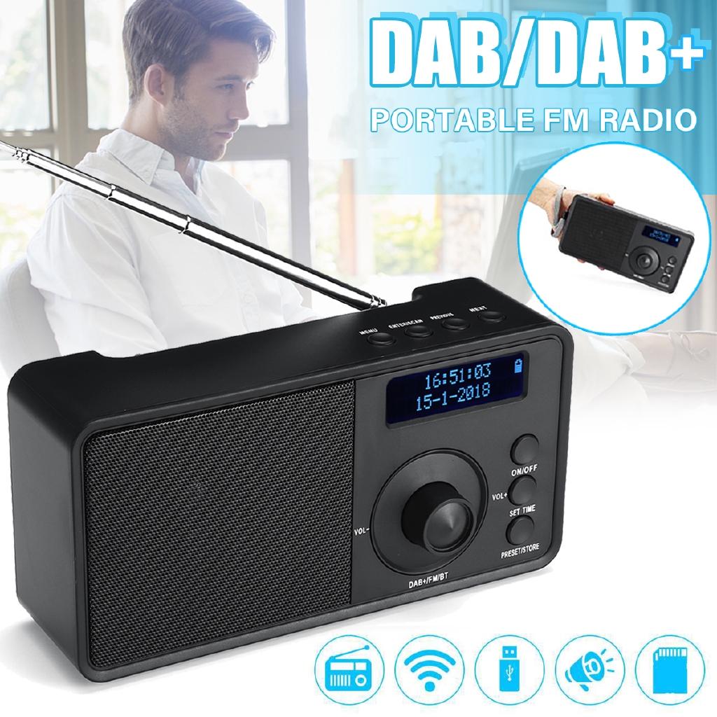 DC 5 V Portable DAB+FM Wireless Digital Radio Player Receiver Handheld Bluetooth Music Stereo Radio Speaker AUX LCD Alarm Clock