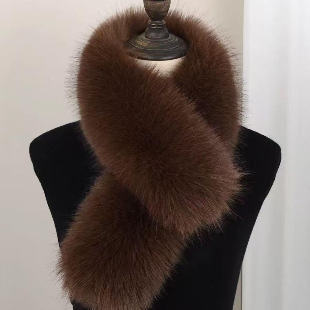 Soft Plush Cross Scarf Thick Fur Neck Warmer Temperament Winter Scarf Women