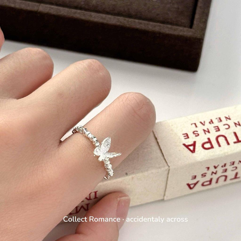 Mori-style Elegant Silver Butterfly Bracelet Ring: Unique, Versatile, and Fashionable Women's Jewelry