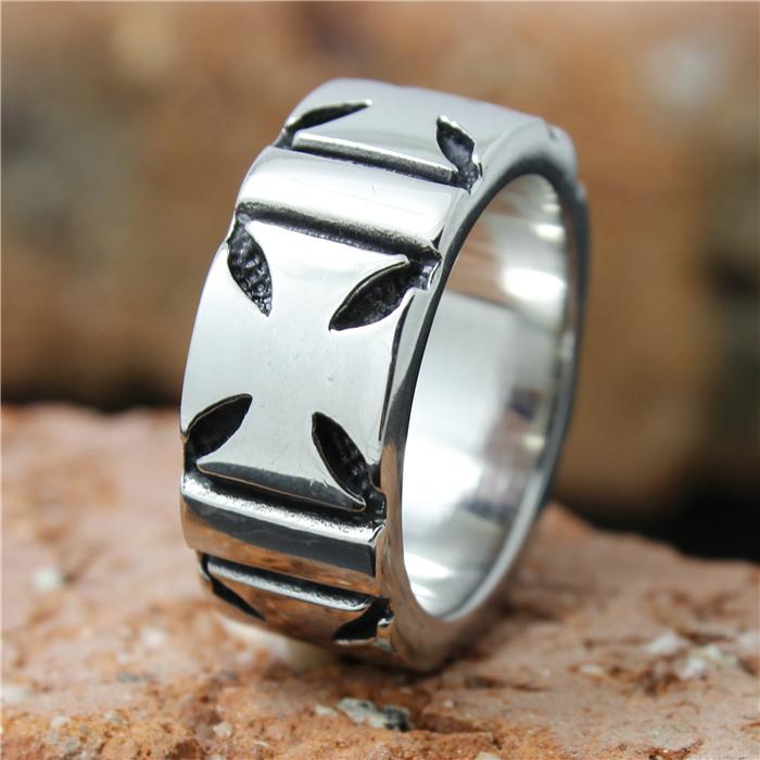 New Fashion Ring 316L Stainless Steel Men Boys Band Ring Cross Ring Fashion Party Ring 8
