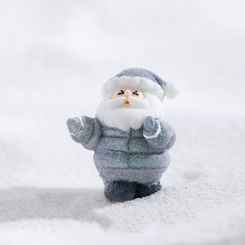 Resin Christmas Figurines Accessories Cartoon Santa Statue Creative Miniature Santa Claus