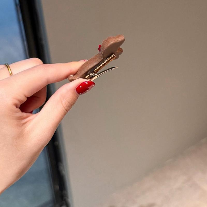2PCS Popular Flock Dachshund Hair Barrettes With Side Clasp NonSlip Hairpin For Teens Girl Gentle Hair Accessories