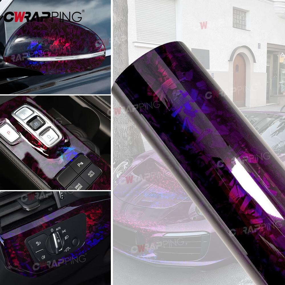 Laser Purple Carbon Fiber Vinyl Car Wrap Air Release Wrapping Foil Car Tuning Stickers Self-adhesive Film Body Covering Sticker