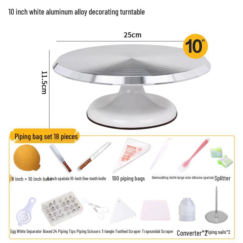 Zhaoran 10-inch Aluminum Alloy Cake Decorating Turntable Set