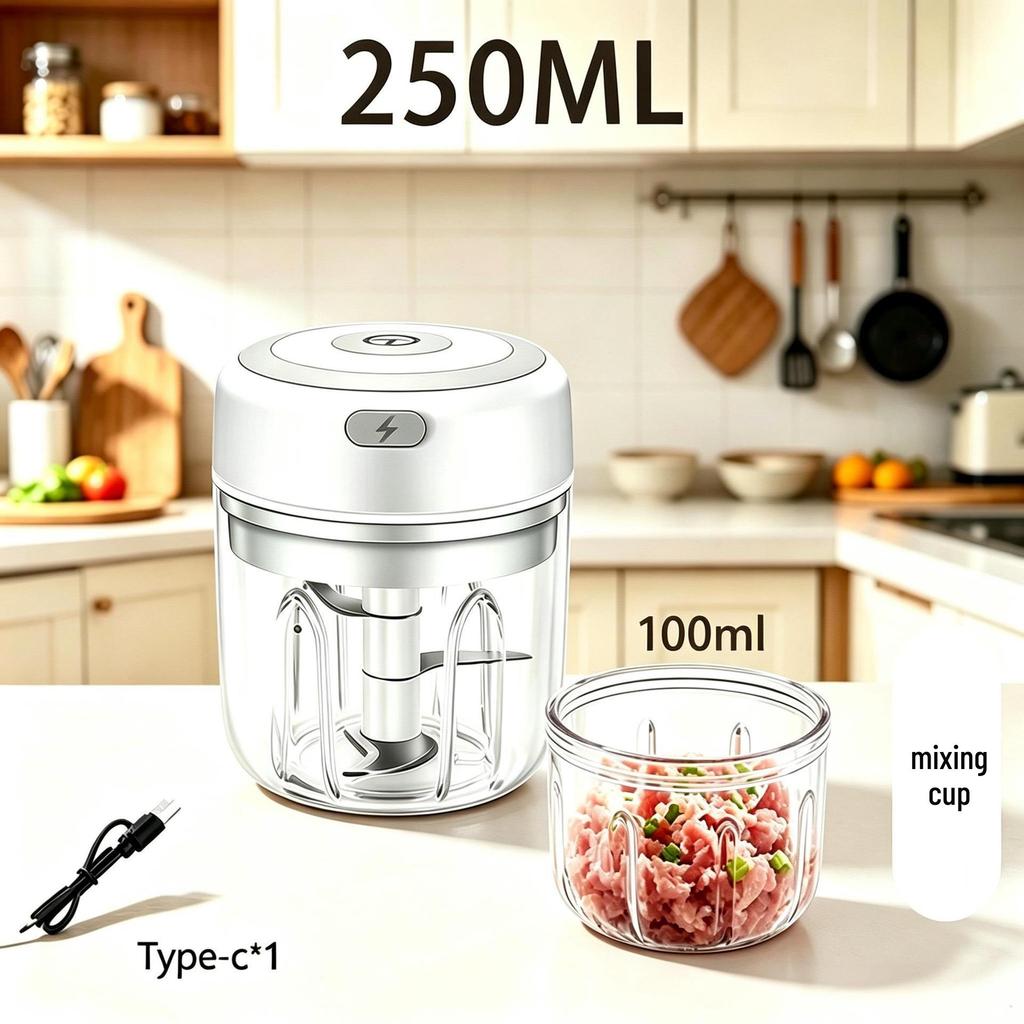 Compact Wireless Electric Garlic Chopper - Multi-functional & Automatic Cooking Masher