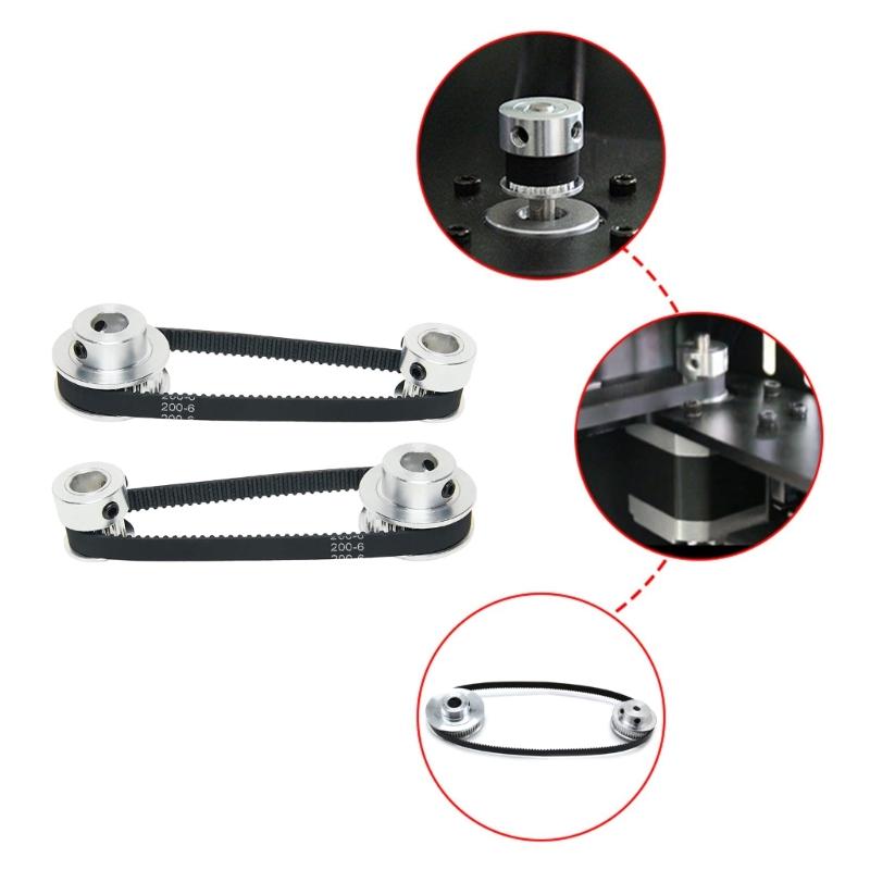 Σετ 2 ΤΕΜ. 2GT Τροχαλία χρονισμού αλουμινίου 20&36 δόντια 6,35 χιλιοστών τρύπας συγχρονισμένος τροχός με 2 τεμ. μήκος 200 χιλιοστά πλάτος 6 χιλιοστά ζώνη