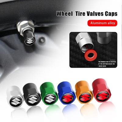 4Pcs Aluminum Wheel Tire Valve Caps Tyre Stem Caps Bolt-In For Vitara Swift Kizashi SX4 Ignis Baleno Ertiga Ciaz S-cross
