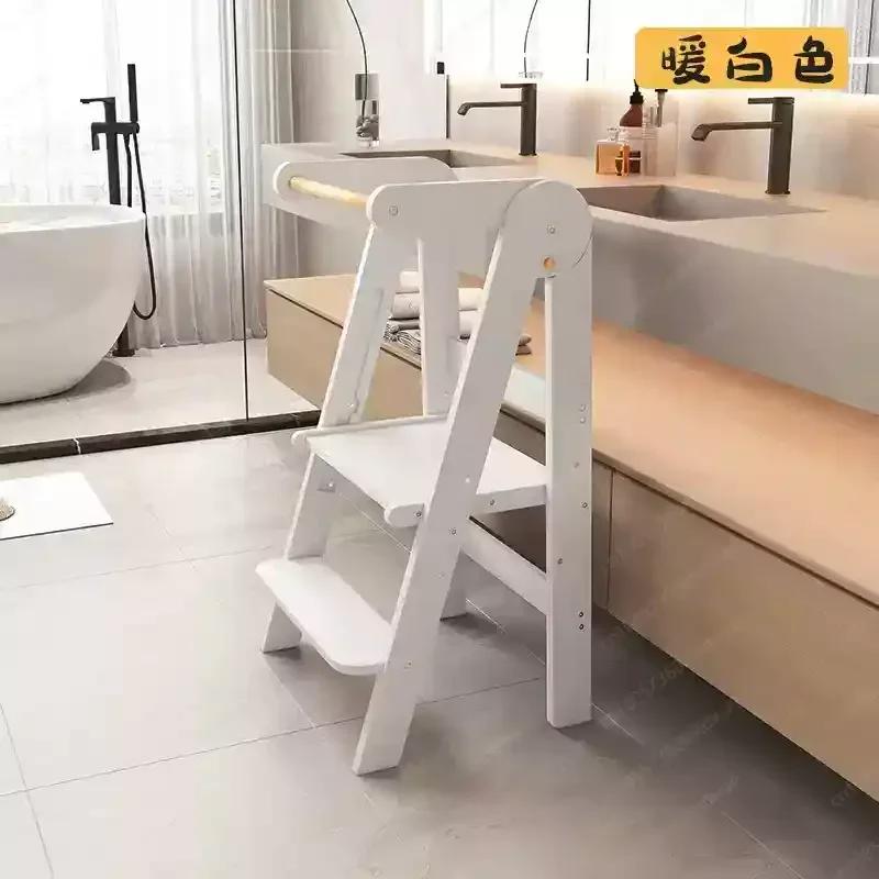 Learning Tower - Solid Wood Foldable Step Stool with Armrest for Toddlers - Ideal for Kitchen Use