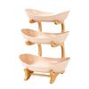 Multi Layer Fruit Basket with Bamboo Stand, Plastic Tiered Snack Tower for Candy Nuts, Space Saving Kitchen Counter Organizer for Living Room