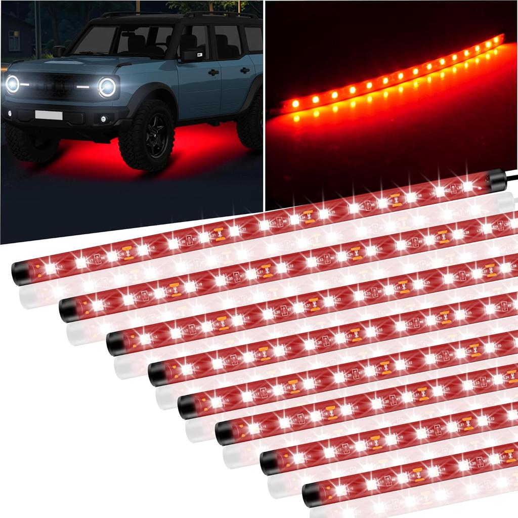 8 Pcs Car Led Light Strip IP67 Waterproof 11" Flexible Led Lights Underglow 12V for Car Motorcycle Boat Golf Cart Interior Exterior Decoration - Blue