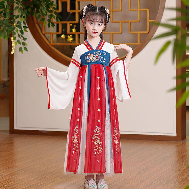 Costume da Studente Hanfu per Bambini: Abito Classico dei Tre Caratteri e per la Recitazione di Poesie per Bambini e Bambine, Primavera/Autunno