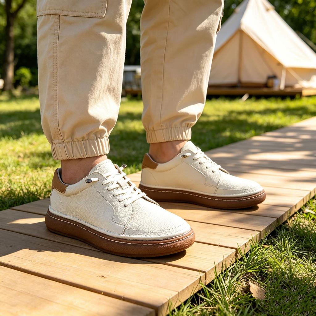 Board shoes men's first-layer cowhide casual leather shoes, genuine leather breathable, one pedal, German training little white shoes