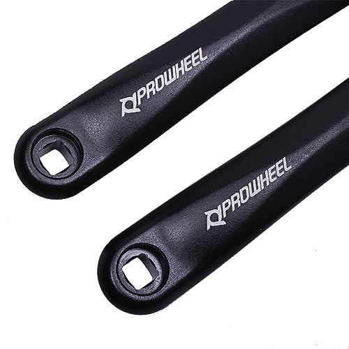 Prowheel Bike Crank Arms, 1 Pair with Square Holes, 152mm/160mm/165mm/170mm/175mm, Alloy 6061 Black, for Electric Bikes and Bicycles