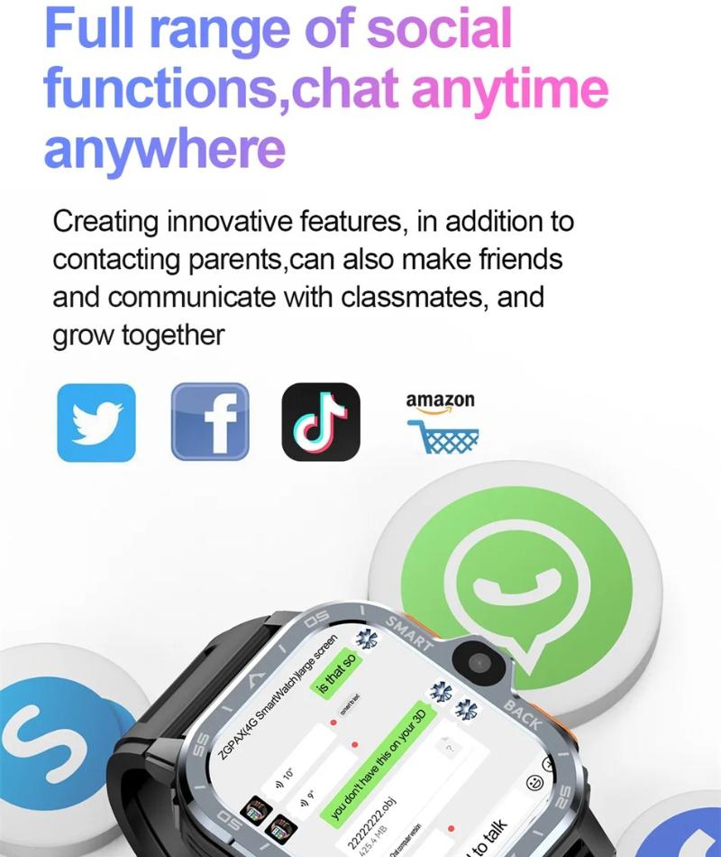 Android WhatsApp Smart 5G Video Voice SOS Call Camera Watch GPS Google NFC WIFI Trace Locate SIM Card Phone Smartwatch Google Play 8GB+64GB