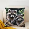 Cute Raccoon Decorative Pillow Cover - 45.72X45.72 Cm Soft Plush Case Featuring a Lifelike Raccoon Design, Machine Washable, with a Zipper Closure (Pi