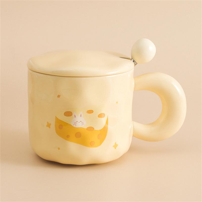 Porcelain Cup Girl Cartoon Multifunction Covered Spoon Practical Cute Water Accessories For Perfect Cup For Hot Drinks Mug