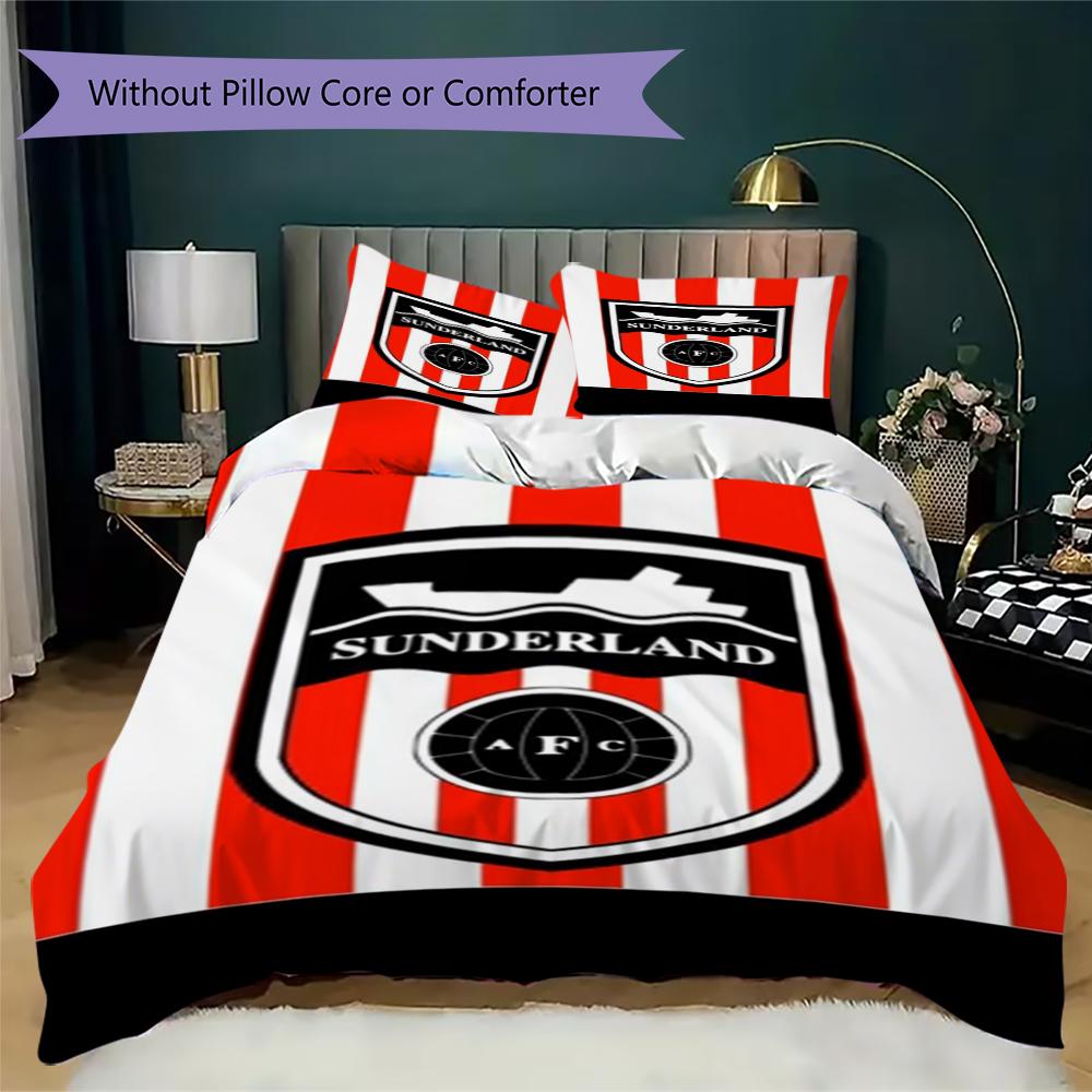 Juego de Ropa de Cama con Estampado Sunderland Funda Nórdica Funda de Almohada Decoración del Hogar Regalo de Cumpleaños (1 funda nórdica + 2 fundas de almohada sin relleno.)90