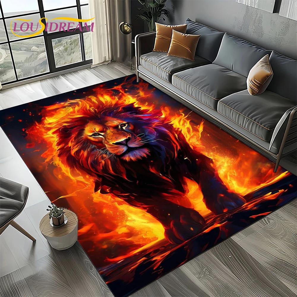 27 Style New Fierce Tiger Lion Leopard Beast Animal Wildlife Cartoon Carpet Rug for Living Room Bedroom Sofa,Non-slip Floor Mat