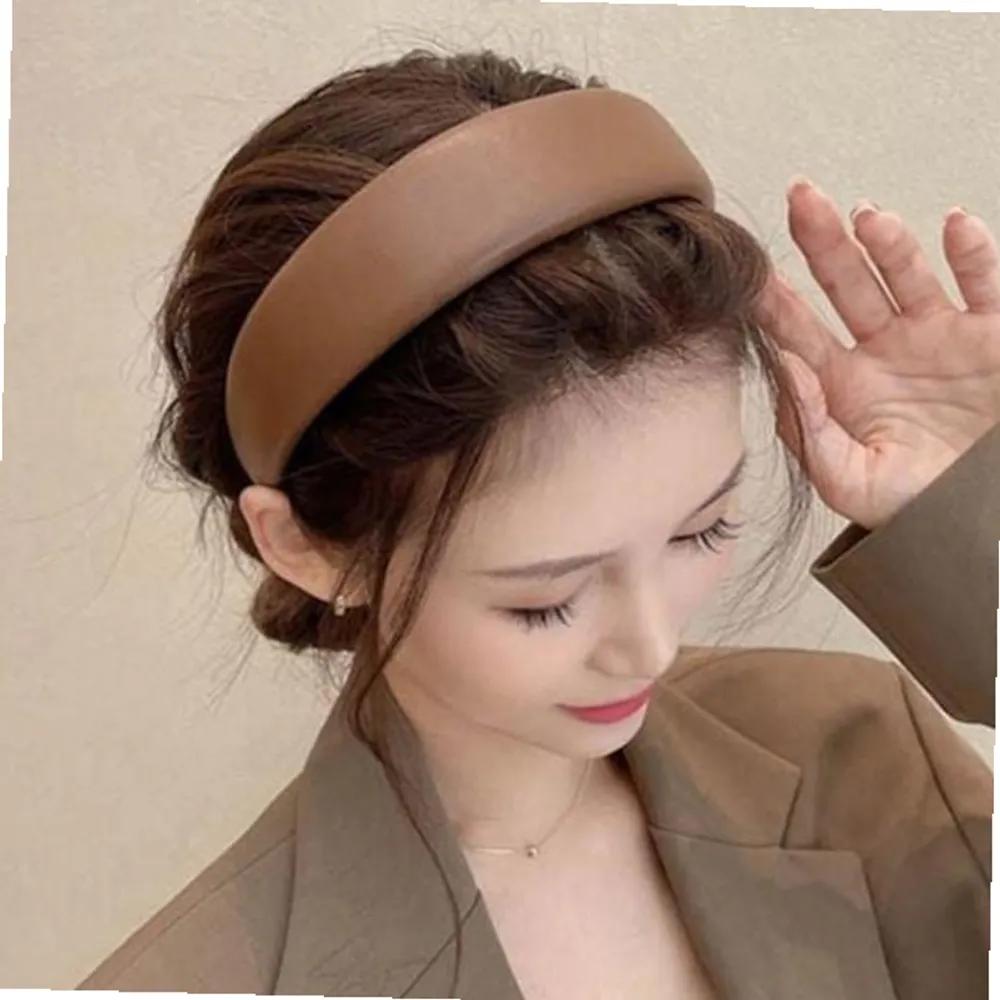 Leather Daily Women s Headband Thick Women s Hairband Solid one size