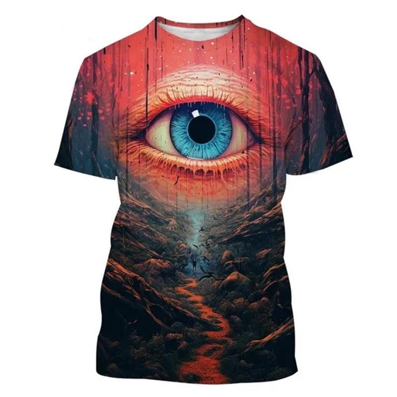 Funny Eyes Pattern T-Shirt For Men Women Mushroom 3D Printed Tees Summer Casual Loose T Shirts Round Neck Tops Short Sleeves