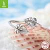 S925 Sterling Silver Turtle Leaf Opening Adjustable Ring, Simple Leaf Sterling Silver Ring Jewelry
