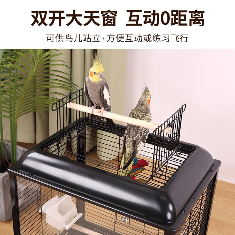 Acrylic Transparent Splash-Proof Horizontal Wire Bird Cage for Parrot Cockatiel Mynah Budgie Large Luxury Villa Style Perch