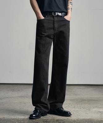 Awodeijeu Semi-Wide Denim Pants [Washed Black]