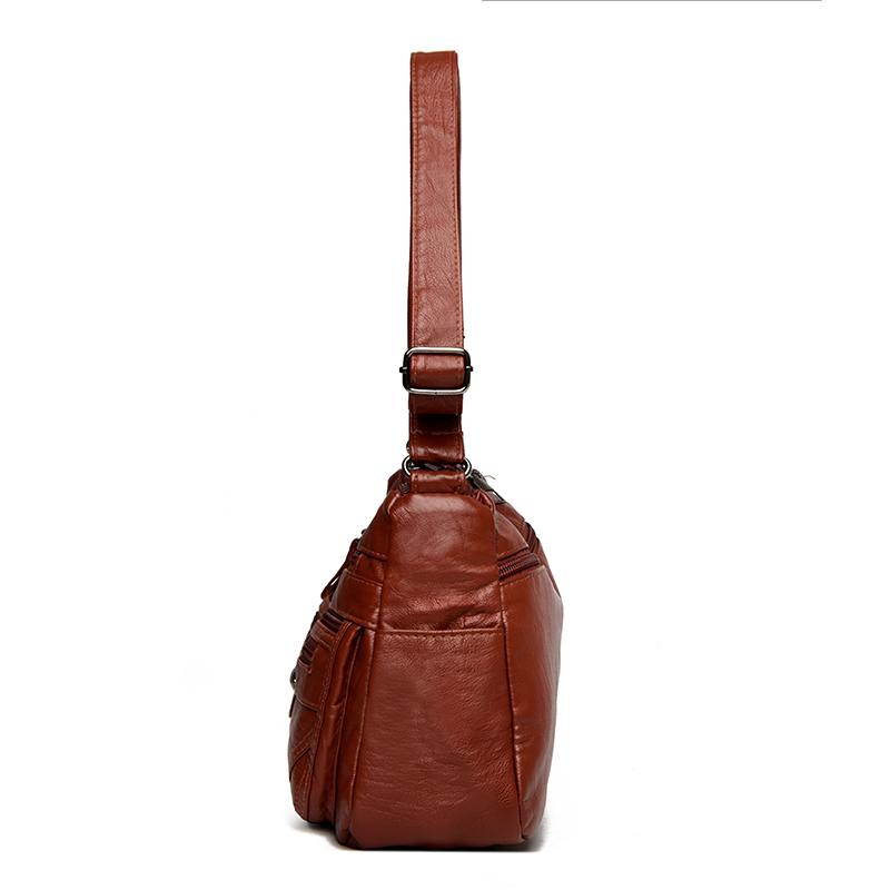 PU Umhängetasche Damen Schultertasche Mehrere Fächer Tasche für Mütter mittleren Alters