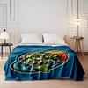 Leaping Bass Fish With Sunset Background Flannel blanket for bedroom, living room, sofa, and nap sofas.