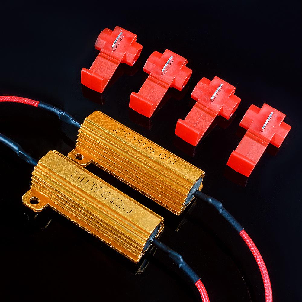 

2 комплекти резистора навантаження 12 В 25 Вт 50 Вт Алюмінієва оболонка Резистор потужності 6 Ом 8 Ом для автомобільних покажчиків повороту Світловий індикатор Світлодіодний спалах 25W-8R-red-2set